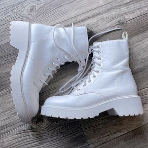 Steve Madden Tornado White Combat Boots